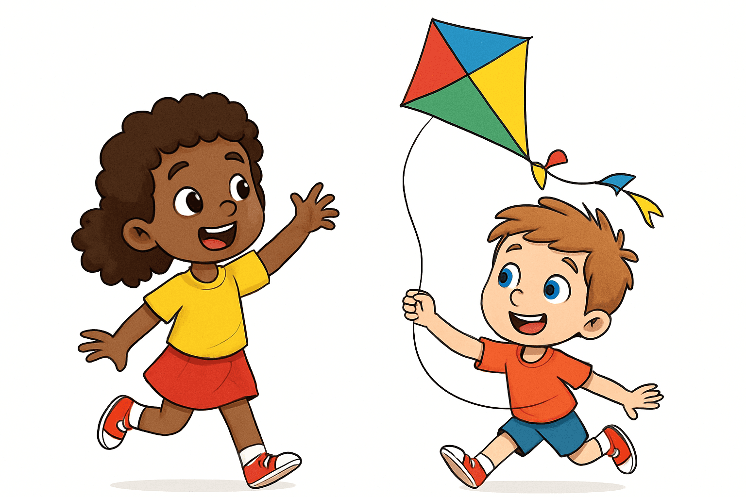 Kids Runnings With A Kite